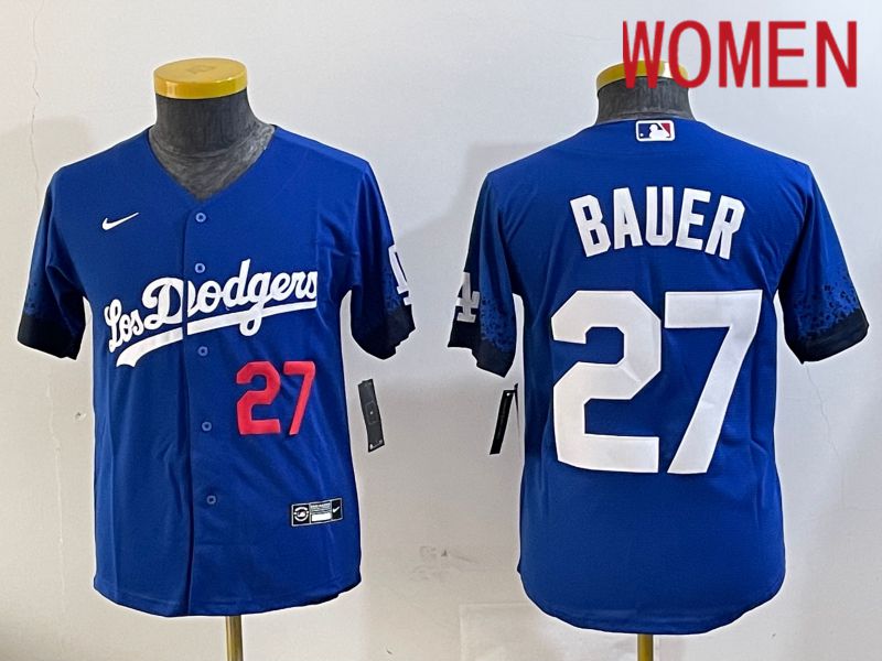 Women Los Angeles Dodgers #27 Bauer Blue City Edition Nike 2024 MLB Jersey style 11201